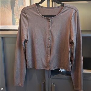 Vuori Halo Cardigan, Java Heather, Size Large